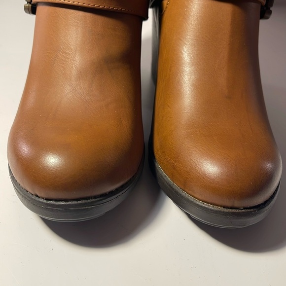 MIA Gareth Strappy Moto Slip-On Block Heel Boots Size 9 Faux Leather NIB - Picture 8 of 14